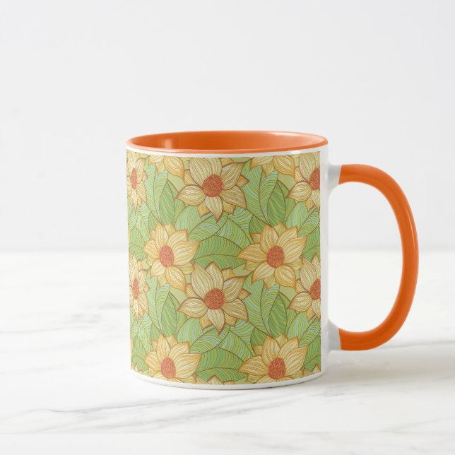 Retro Magnoliamönster Mugg (Höger)