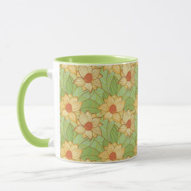 Retro Magnoliamönster Mugg (Vänster)