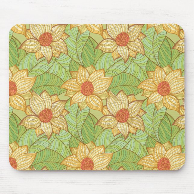 Retro Magnoliamönster Musmatta (Framsidan)