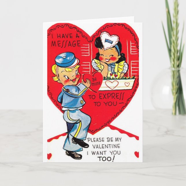 Retro Mail Delivery Valentine Day Card Helgkort (Framsida)