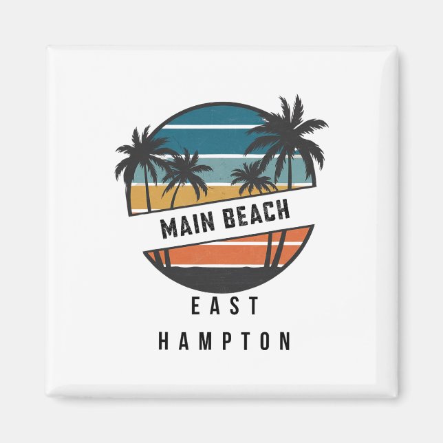 Retro Main Beach East Hampton Surfbräda Surfing  Magnet (Framsidan)