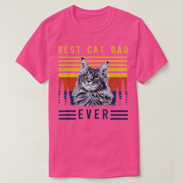 Retro Maine Coon Cat Best Cat Pappa någonsin funny T Shirt (Design framsida)