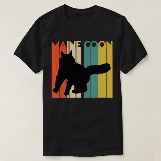 Retro Maine Coon Cat Silhouette Coola Kattdjur Cat T Shirt (Design framsida)
