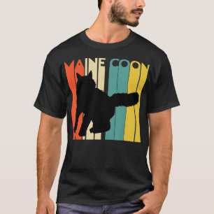 Retro Maine Coon Cat Silhouette Coola Kattdjur Cat T Shirt