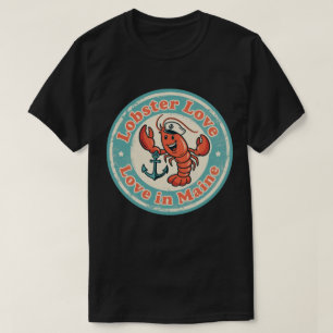 Retro Maine Märke_ Hummer som håller förankring T Shirt