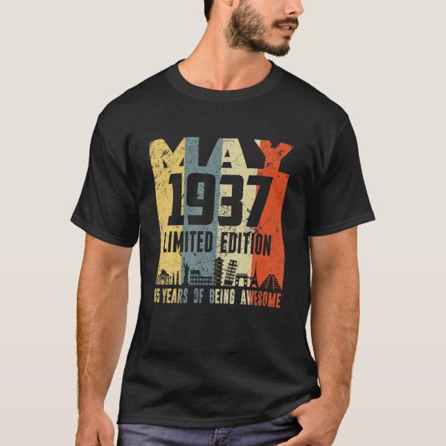 Retro Maj 1937 Rolig 85-årsdag T Shirt (Framsida)