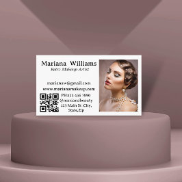 retro makup artist qr code-foto enkel visitkort
