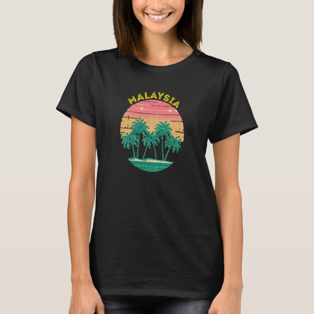 Retro Malaysia Vacation Souvenir Palm Tree T Shirt (Framsida)