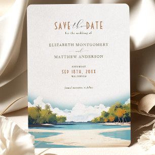 Retro Maledives Travel Spara-the-Date Inbjudningar