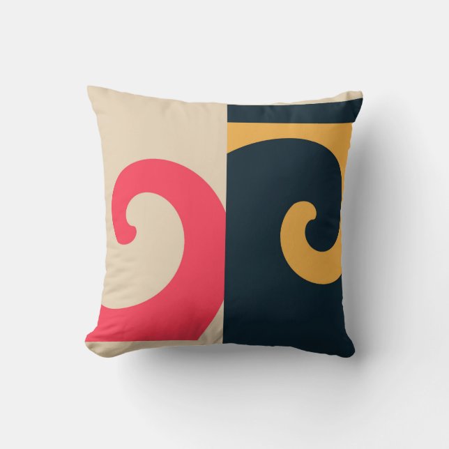 Retro-målning Abstrakt Art Deco Kudde (Framsida)