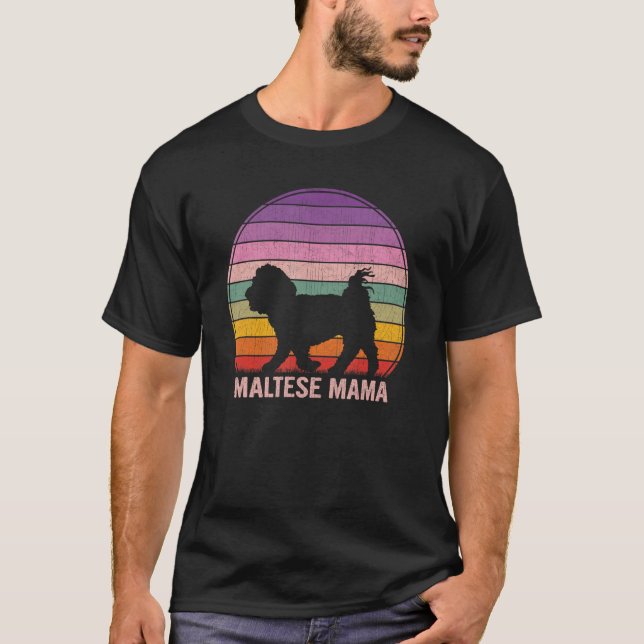 Retro Maltese Mamma Graphic Maltese T Shirt (Framsida)