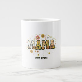 Retro Mama Blommig kopp - Vintage 70-tal Groovy Jumbo Mugg