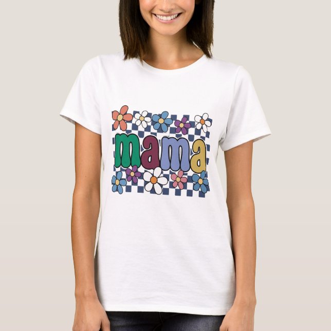 Retro Mama Tröja PNG Groovy Blommig Sublimering (Framsida)