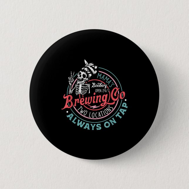 Retro Mama's Ery Brewing Co Funny Breastfeeding Sk Knapp (Framsida)