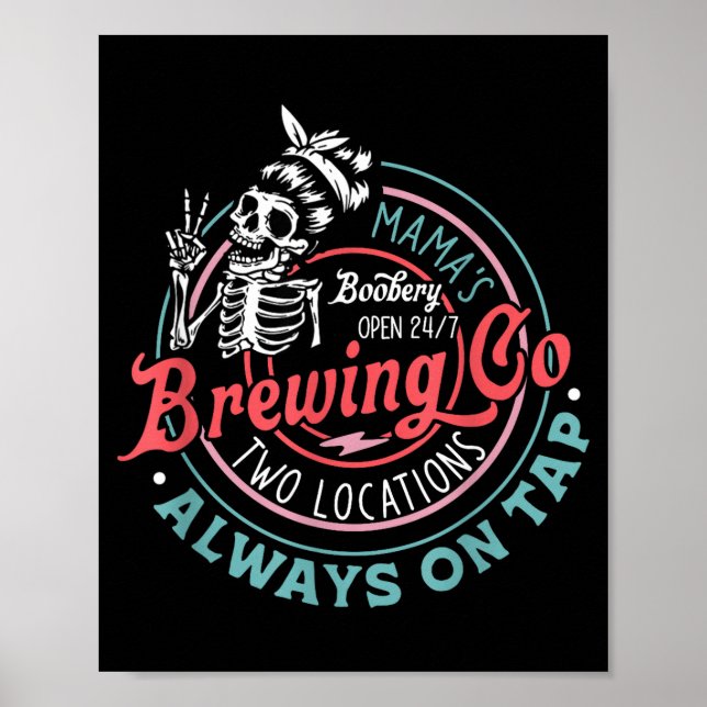 Retro Mama's Ery Brewing Co Funny Breastfeeding Sk Poster (Framsidan)