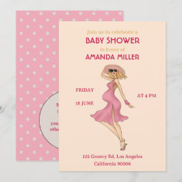 Retro Mamma Blonde Baby Shower Party Party-inbjuda Inbjudningar