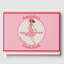 Retro Mamma Brunette Baby Shower Party Gästböcker