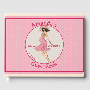 Retro Mamma Brunette Baby Shower Party Gästböcker