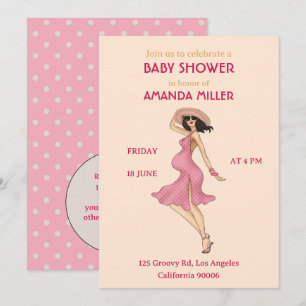 Retro Mamma Brunette Baby Shower Party-inbjudan Inbjudningar