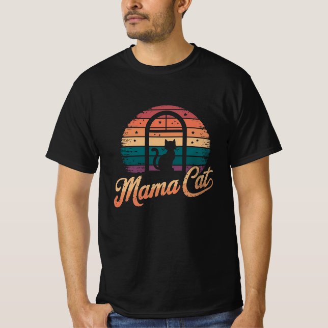 Retro Mamma Cat Mors dag Tee (Framsida)