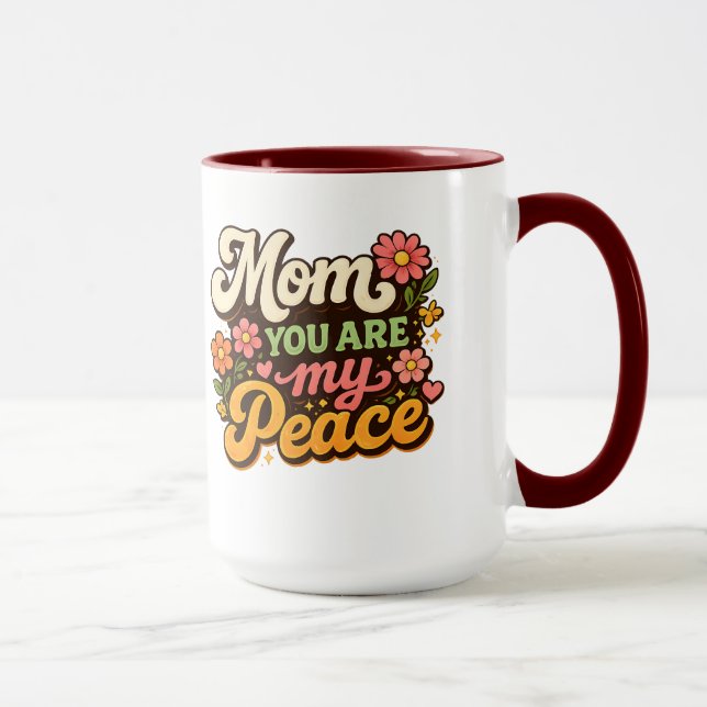 Retro Mamma Du Är Min Fred Blommig Design Mugg (Höger)