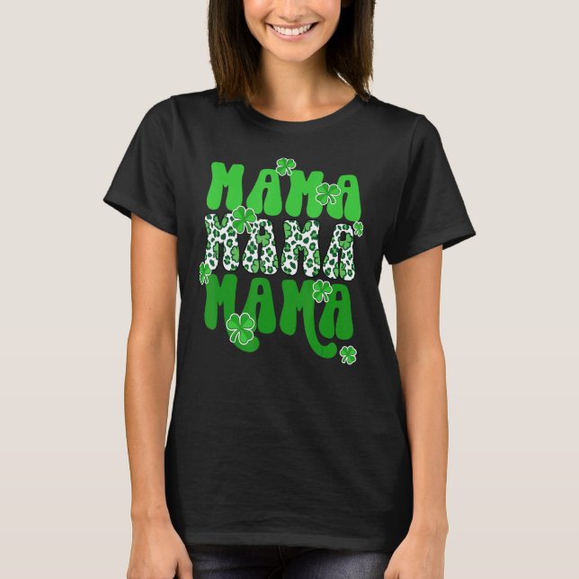 Retro Mamma Hoho Lycklig Patrick's Day Cowhide Luc T Shirt (Framsida)