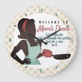 Retro Mamma Middag lingo fritering av kökskö Stor Klocka