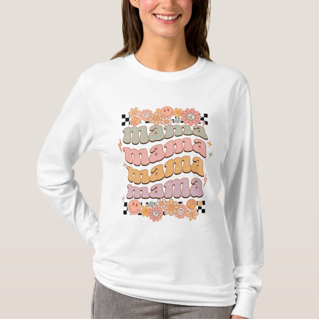 Retro Mamma, Moderskap, stolt mamma-reflexdesign T Shirt (Framsida)