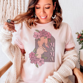 Retro Mamma Mors dag Holding Händer Blommigt T Shirt