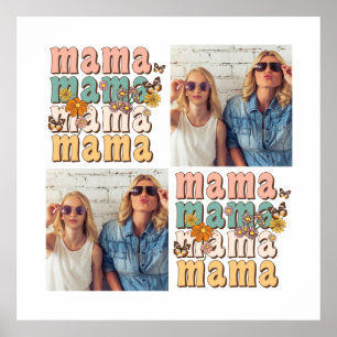 Retro Mamma Photo Collage Anpassningsbar Mor's Day Poster