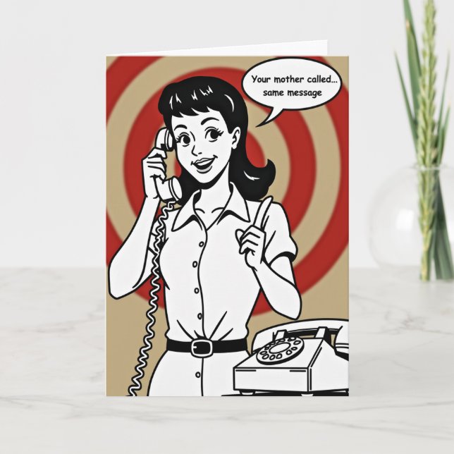 Retro Mamma Ringde Presentkort Kort (Framsida)