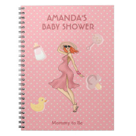 Retro Mamma Rödhårig 2 Babyvisningsprogram Anteckningsbok