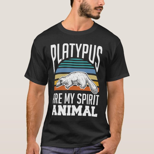 Retro Mammal Spirit Animal Platypus T Shirt (Framsida)