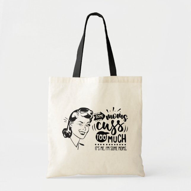 Retro Mammor och Swearing Tote Bag Tygkasse (Framsidan)