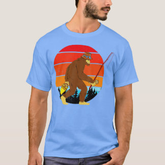 Retro Man Bigfoot-fiske utomhus Bigfoot-fiske T Shirt