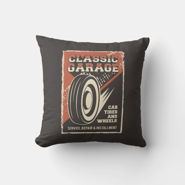 Retro Man Cave Classic Automotive - Däck Throw Pil Kudde (Framsida)