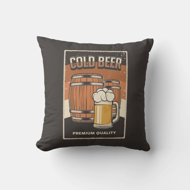 Retro Man Cave Classic Barrels-Kall Beer Throw Kudde (Framsida)