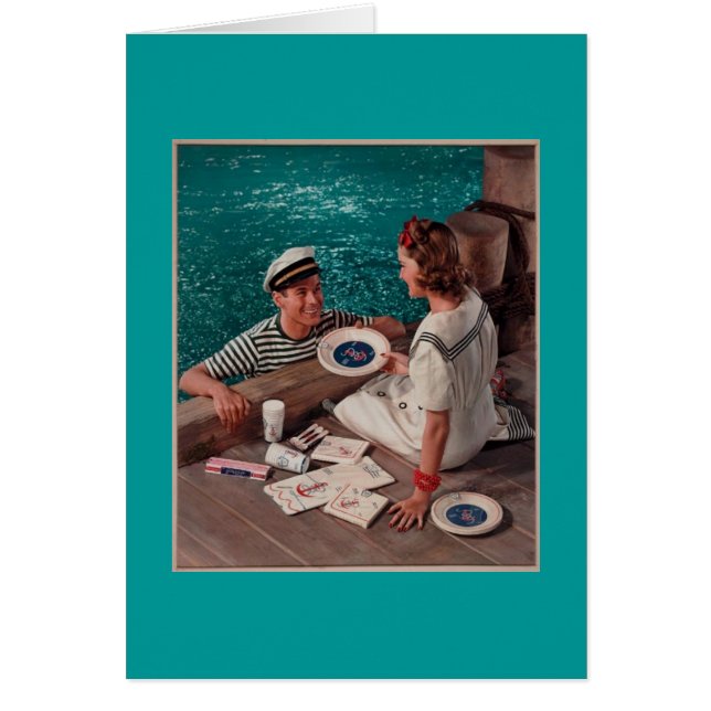 Retro Man & Woman Hälsningskort (Framsidan)