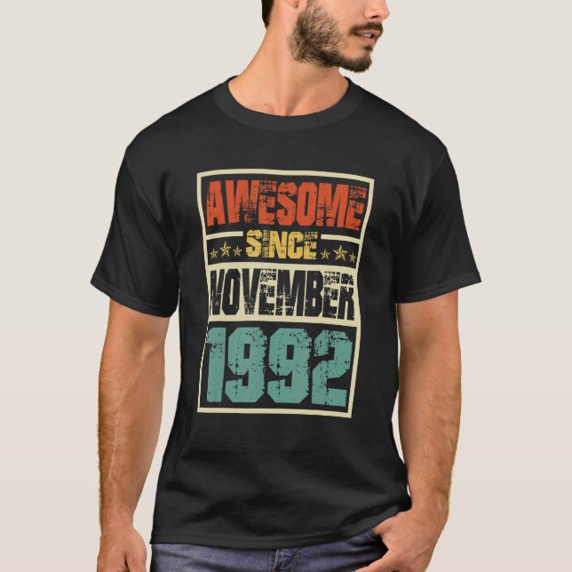 Retro Manar 30 år gammal Fantastisk sedan november T Shirt (Framsida)