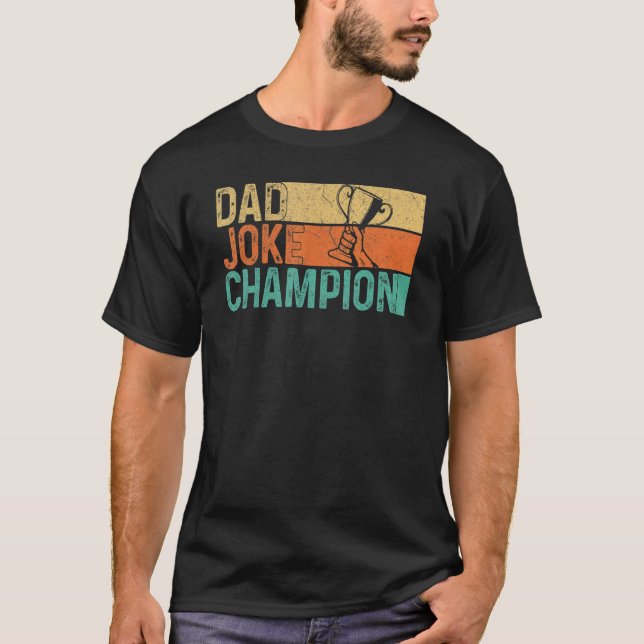 Retro Manar Pappa Joke Champion Fars dag T Shirt (Framsida)