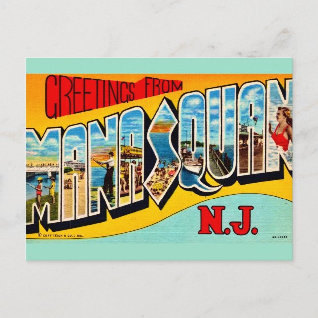Retro Manasquan NJ Vykort (Framsida)