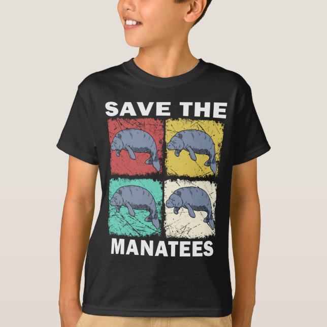 Retro Manatee Floaty Potato Spara Manatees T Shirt (Framsida)