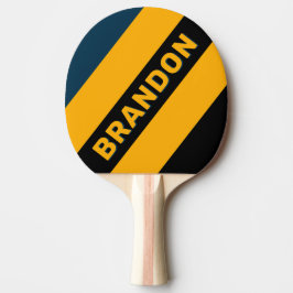 Retro Månbelyst Tid Djärva Ränder med Namn Pingisracket