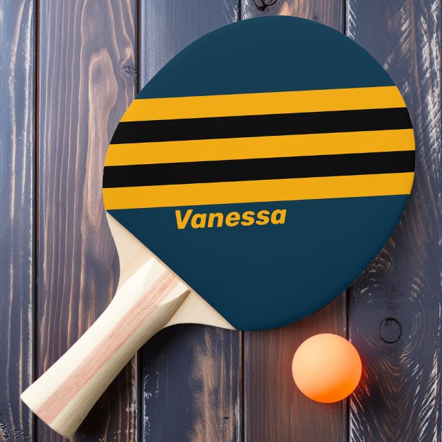 Retro Månbelyst Tid Strimmor med Namn Pingisracket (Skapare uppladdad)