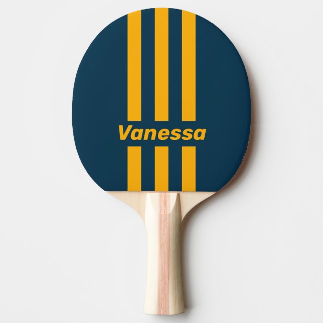 Retro Månbelyst Tid Tre Pin Streck med Namn Pingisracket (Framsidan)