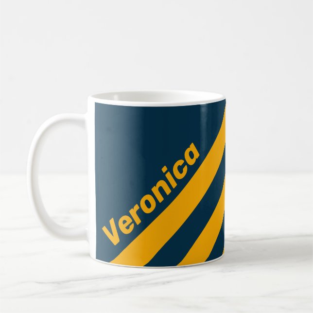 Retro Månbelyst Tid Tre Ränder med Namn Kaffemugg (Vänster)