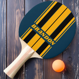 Retro Månbelyst Tidvågsbräda Ränder med Namn Pingisracket