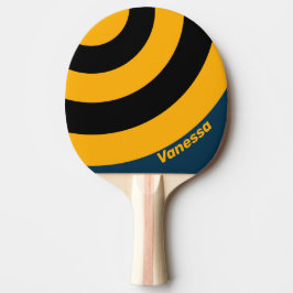 Retro Månbelyst Tidvatten Cirkel Rand med Namn Pingisracket