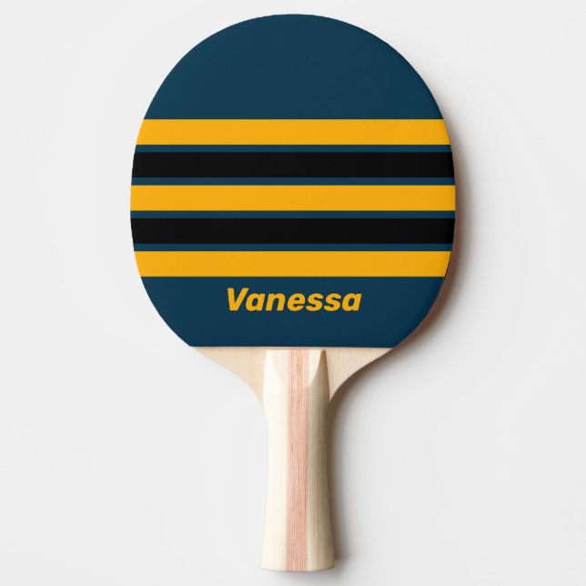 Retro månbelyst tidvatten över randning med namn pingisracket (Framsidan)