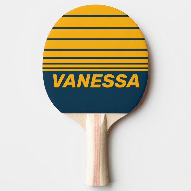 Retro Månbelyst Tidvatten Tre Horisontränder med N Pingisracket (Framsidan)